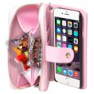 For iPhone 6 Pink 2 in 1 Separable Zipper Wallet Leather Case with Lanyard