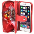 For iPhone 6 Red 2 in 1 Separable Zipper Wallet Leather Case with Lanyard