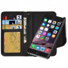 For iPhone 6 Plus Black Separable Wallet Style Magnetic Flip PU Leather Case with Lanyard