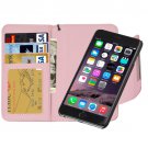 For iPhone 6 Plus Pink Separable Wallet Style Magnetic Flip PU Leather Case with Lanyard