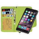 For iPhone 6 Plus Green Separable Wallet Style Magnetic Flip PU Leather Case with Lanyard