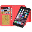 For iPhone 6 Plus Red Separable Wallet Style Magnetic Flip PU Leather Case with Lanyard