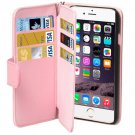 For iPhone 6 Plus Pink Wallet Style Six Card Slots PU Leather Case with Lanyard