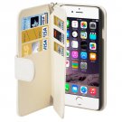 For iPhone 6 Plus White Wallet Style Six Card Slots PU Leather Case with Lanyard