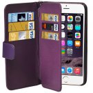 For iPhone 6 Plus Purple Wallet Style Six Card Slots PU Leather Case with Lanyard