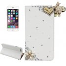 For iPhone 6 Plus Heart Diamond Encrusted Leather Case with Holder & Card Slots
