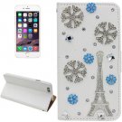 For iPhone 6 Plus Eiffel Tower Diamond Encrusted Leather Case with Holder & Card Slots