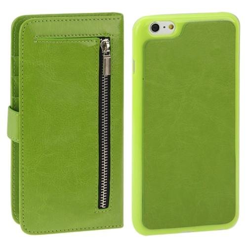 For iPhone 6 Plus Green Separable Crazy Horse Texture Wallet Flip Leather Case