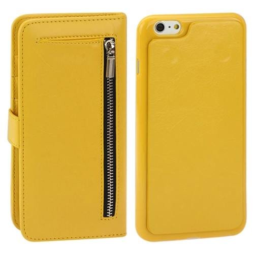 For iPhone 6 Plus Yellow Separable Crazy Horse Texture Wallet Flip Leather Case