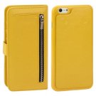 For iPhone 6 Plus Yellow Separable Crazy Horse Texture Wallet Flip Leather Case