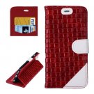 For iPhone 6 Plus Red + White Woven Leather Case with Card Slots, Wallet & Holder