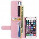For iPhone 6 Plus Pink Crazy Horse Wallet Style Leather Case with Lanyard and Card Slots