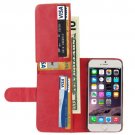 For iPhone 6 Plus Red Crazy Horse Wallet Style Leather Case with Lanyard and Card Slots