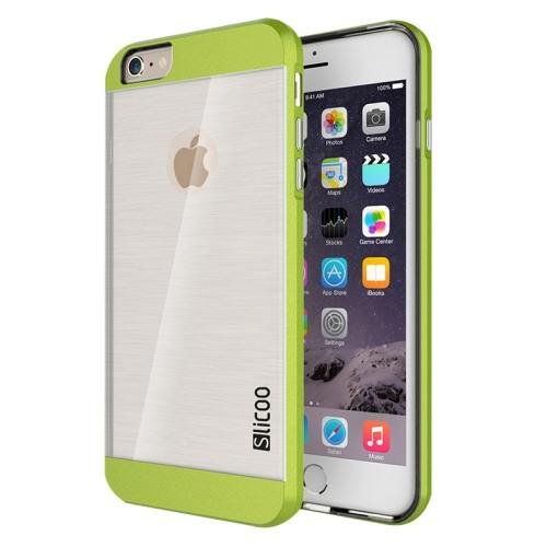 iPhone 6 Plus Green Slicoo Brushed Texture Electroplating Transparent Combination Case