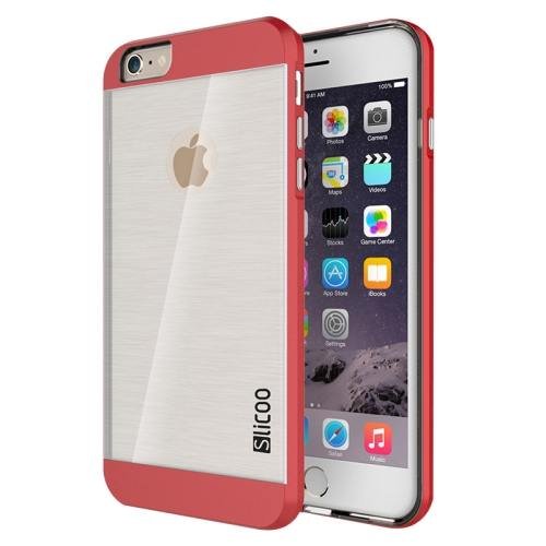iPhone 6 Plus Red Slicoo Brushed Texture Electroplating Transparent Combination Case