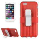 For iPhone 6 Plus Red Plastic and TPU Combination Case with Rotatable Clip and Holder