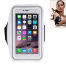 For iPhone 6 Plus White Sport Armband Case with Earphone Hole and Key Pocket