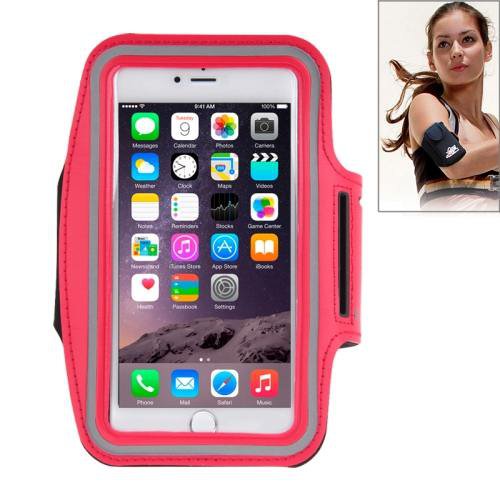 For iPhone 6 Plus Red Sport Armband Case with Earphone Hole and Key Pocket