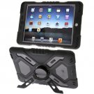 For iPad Mini 1/2/3 Black PEPK Dual Layer Silicone + Plastic Combination Case with Holder & Sticker