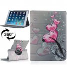 For iPad Air Rotatable Hearts Pattern Leather Case with 3 Gears Holder