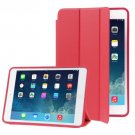 For iPad Air Red 3-folding Naturally Treated Leather Smart Cover Case with Holder