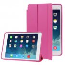 For iPad Air Magenta 3-folding Naturally Treated Leather Smart Cover Case with Holder