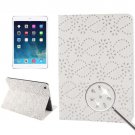 For iPad Air White Diamond Flower Leather Case with 3 Gears Holder & Sleep / Wake-up Function