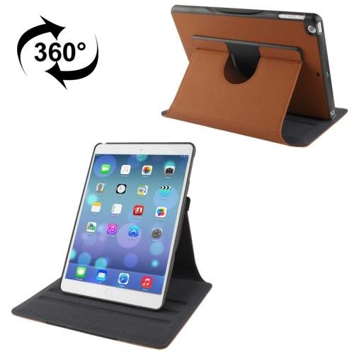 For iPad Air Brown Rotatable Denim Leather Case with 3 Gears Holder & Sleep / Wake-up Function