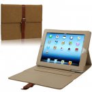 For iPad 4/3/2 Brown Leather Case/Bag with 3 Gear Holder & Buckle and Sleep/Wake-up Function