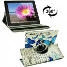 For iPad 4/3/2 360 Degree Rotation Blue Butterfly Pattern Flip Leather Case with Holder