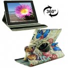 For iPad 4/3/2 360 Degree Rotation Butterfly Love Flower Pattern Flip Leather Case with Holder