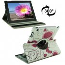 For iPad 4/3/2 360 Degree Rotation Flower Pattern Flip Leather Case with Holder