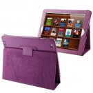 For iPad 4/3/2 Purple Litchi Texture Folding Leather with Sleep / Wake-up & Holder Function