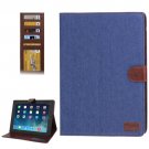 For iPad 4/3/2 Dark Blue Denim Texture Leather Case with Card Slots with Holder