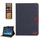 For iPad 4/3/2 Black Denim Texture Leather Case with Card Slots with Holder