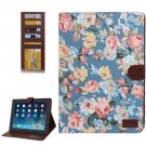 For iPad 4/3/2 Peony Pattern Denim Texture Leather Case with Card Slots & Holder