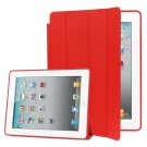 For iPad 4/3/2 Red 4-folding Slim Smart Cover Leather Case with Holder
