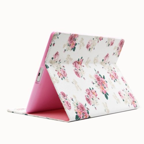 For iPad 4/3/2 Flower Pattern Leather Case with Holder & Card Slots & Wallet