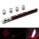 4mw 650nm Red Beam Laser Stage Pen & 5 Laser Light Patterns, Built-in Battery - Red