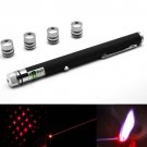 4mw 650nm Red Beam Laser Stage Pen & 5 Laser Light Patterns, Built-in Battery - Black
