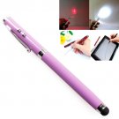 Capacitive Stylus Pen + Ball Pen + Red Laser Pointer + White LED Flashlight - Purple