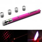 1mw 650nm Red Beam Laser Stage Pen with 5 Laser Light Patterns, Built-in Battery - Magenta