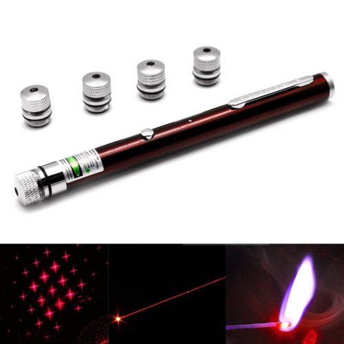 1mw 650nm Red Beam Laser Stage Pen with 5 Laser Light Patterns, Built-in Battery - Red