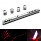 1mw 650nm Red Beam Laser Stage Pen with 5 Laser Light Patterns, Built-in Battery - Silver