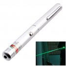 1mw 532nm Green Beam Laser Pointer Stage Pen - Silver