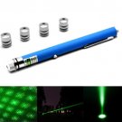 1mw 532nm Green Beam Laser Stage Pen with 5 Laser Light Patterns, Built-in Battery - Blue