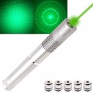 4mw 532nm Green Beam Laser Pointer Kit with 5 x Gypsophila Lens/Battery Charger - Silver