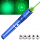 4mw 532nm Green Beam Laser Pointer Kit with 5 x Gypsophila Lens/Battery Charger - Blue