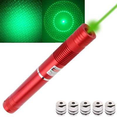 4mw 532nm Green Beam Laser Pointer Kit with 5 x Gypsophila Lens/Battery Charger - Red