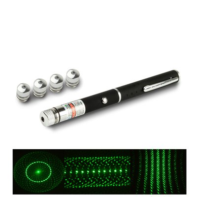 4 Patterns 4mw Green Light Laser Pointer Pen Adjustable Focal Length with 4 Lenes